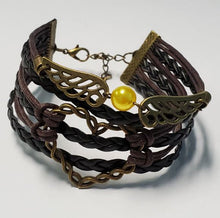 Load image into Gallery viewer, Black &amp; Brown Twisted Heart Wings Leather Layered Bracelet
