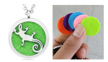 Silver Gecko Lozard Essential Oil Necklace PLUS 5 Different Color Pads.