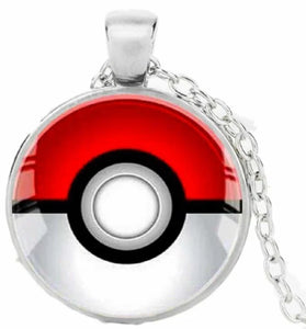 Pokemon Silver Cartoon Ball Dome Necklace