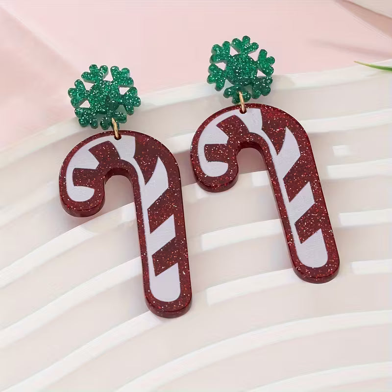 Candy Cane Acrylic Earrings