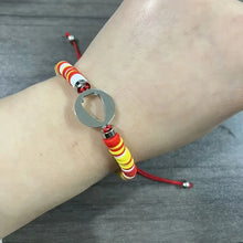 Load image into Gallery viewer, Stainless Steel Arrowhead Clay Handwoven Bracelet
