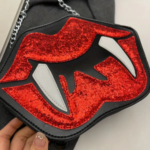 Vampire Lip-Shaped Crossbody Bag