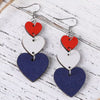 Red/White/Blue Heart Shaped Wooden Earrings