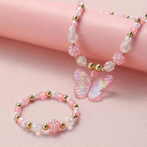 Pink Butterfly and Bracelet Bead Set