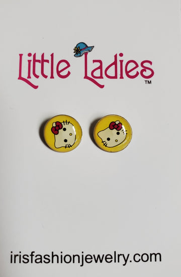 Little Ladies Cute Kitty Earring - Yellow