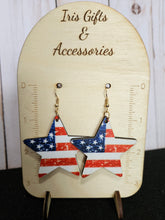 Load image into Gallery viewer, Sparkling Star-Shaped American Flag Earrings
