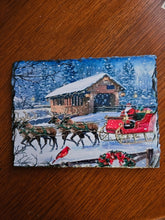 Load image into Gallery viewer, Santa With Sleigh Christmas Scene Slate Picture
