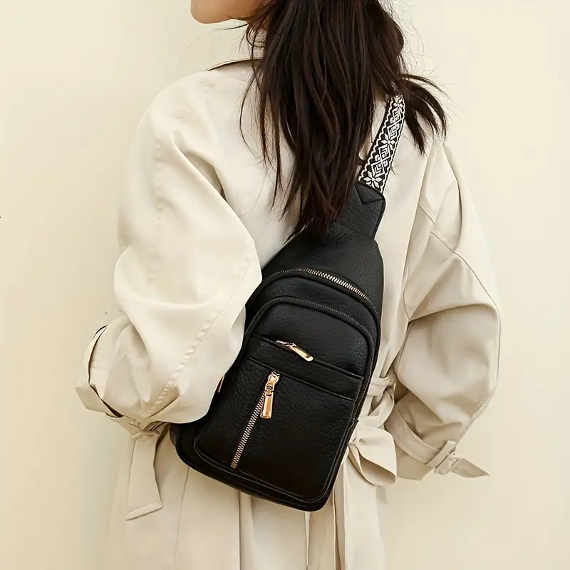 Black Cross Body Geometric Strap
