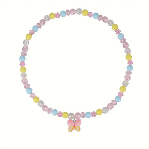 Resin Pink and Yellow Butterfly Necklace/Bracelet Set