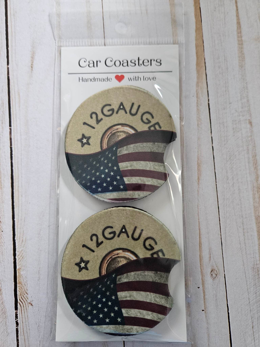 American Flag/12 Gauge Car Coaster Set