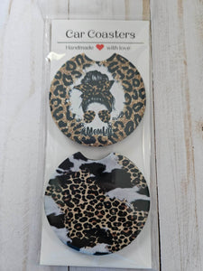 Mom Life/Cheetah Car Coaster Set