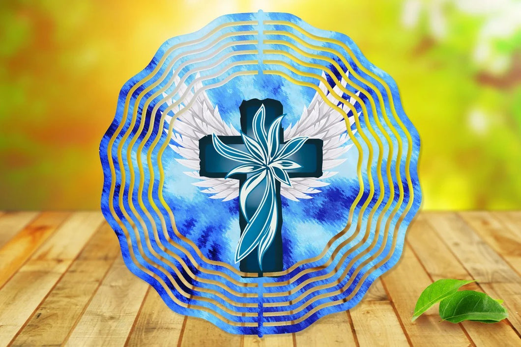 Blue Cross Wind Spinner