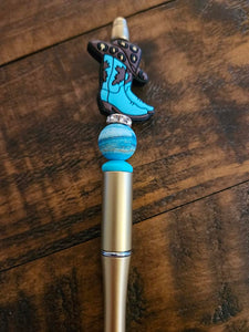 Turquoise Boot with Hat Pen