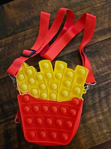 Pop Shoulder Bag,Big Popper Purses Bags for Girls Women,Fidget Sensory Silicone Push Bubble Toy for Students Kids.(Chips)