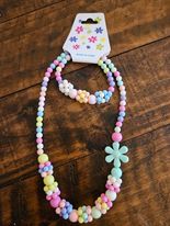 Colorful Flower/Cluster Bead Necklace & Bracelet Set