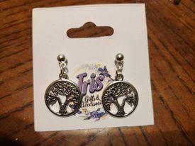 Silvery Tree of Life Post Earrings