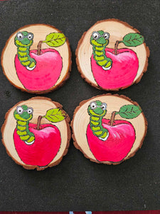 Apple With Worm Coasters