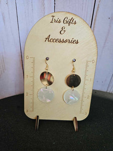 Gold/Iridescent White Circle Fish Hook Earrings