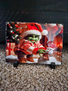Baby Grinch Christmas Slate Picture