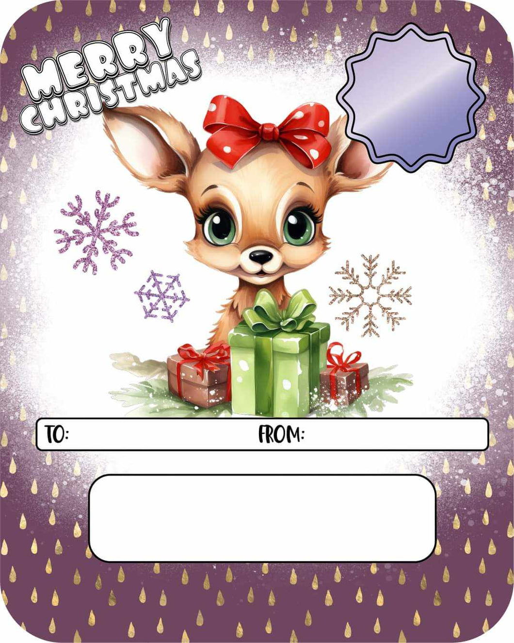 Purple Merry Christmas Deer Celebrations Card