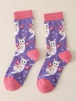 Angel Kitty Purple Crew Socks