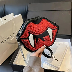 Vampire Lip-Shaped Crossbody Bag