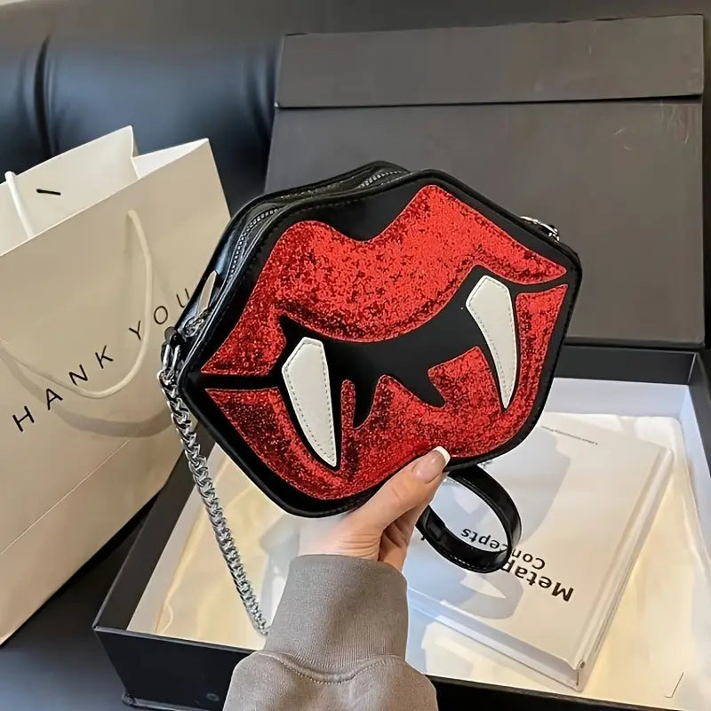 Vampire Lip-Shaped Crossbody Bag