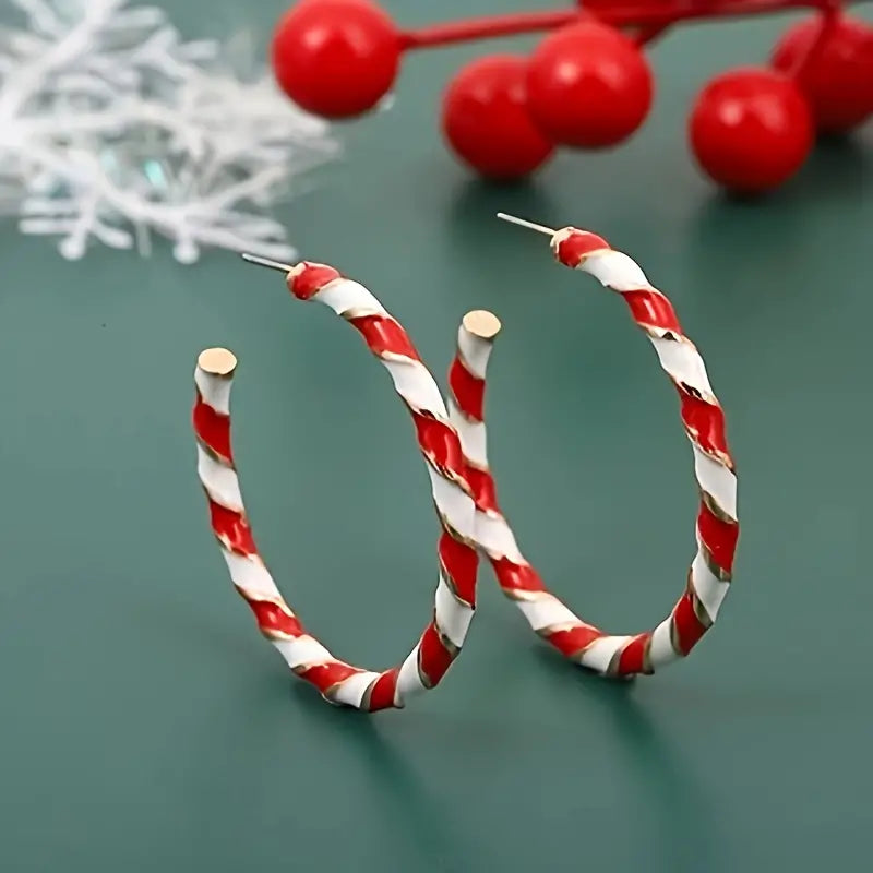 Candy Cane Hoop Earrings