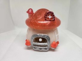 Handmade Painted Orange Acrylic Fairy House