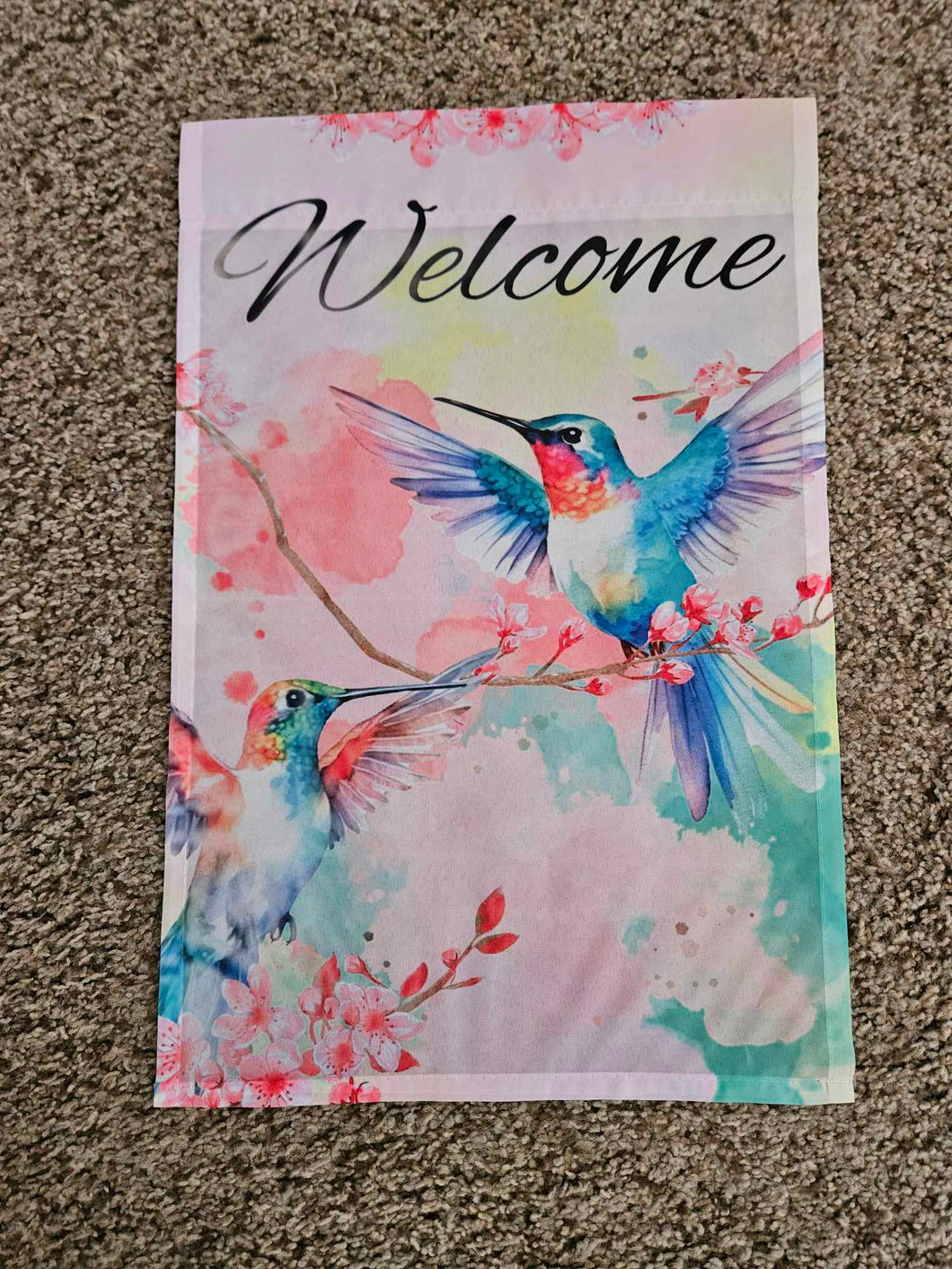 Welcome Hummingbird Flag