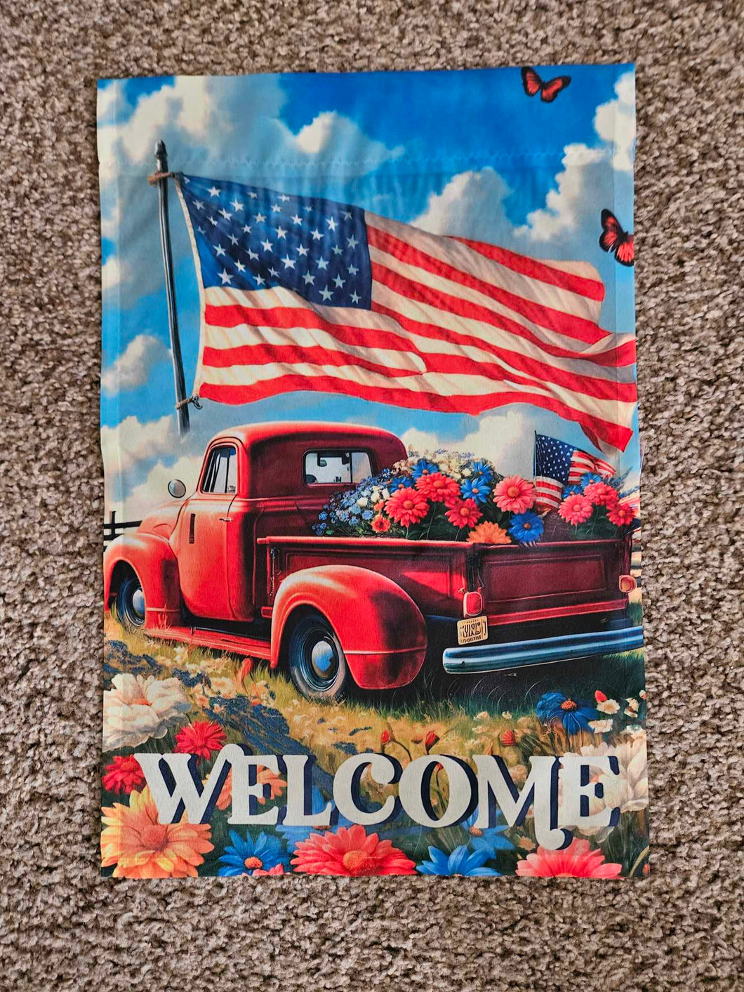 Red Truck Welcome Flag