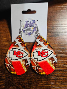 Large KC Football Earrings