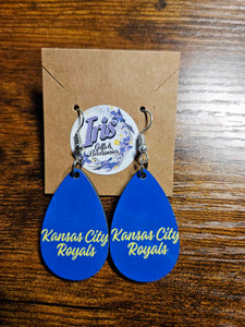 Blue Royal Earrings with Yellow Letters