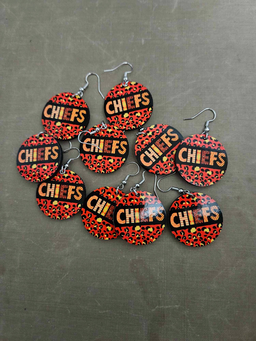 Chiefs Leopard Round Earrings