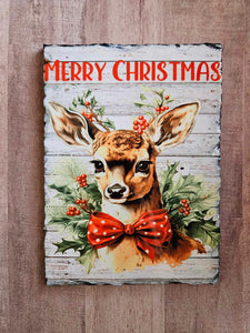 Merry Christmas Deer Slate