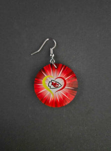 Chiefs Heart Round Earrings