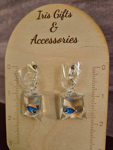 Blue Goldfish Water Bag Drop Earrings