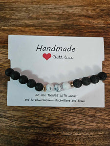 Lava Stone White Frosted Glass Bracelet