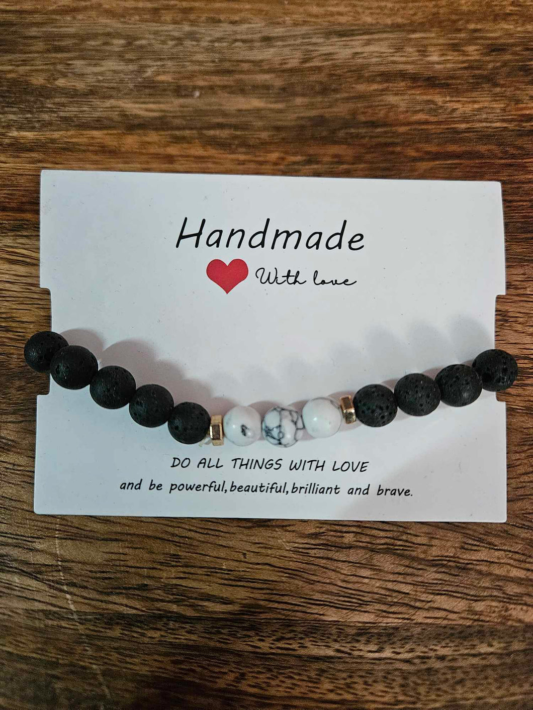 Lava Stone White Frosted Glass Bracelet