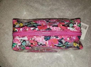 Red Flowers Plastic Makeup Bag