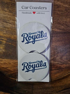 White and Blue Royal Car Coasters