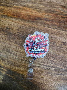 Chiefs Glitter Helmet/Football Badge Reel