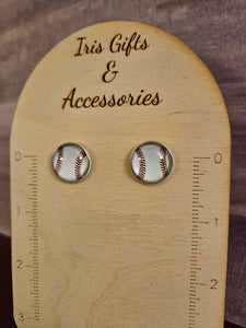 Baseball Stud Round Earrings