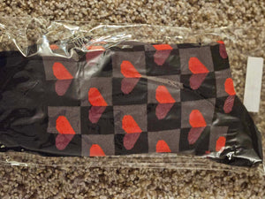 Black & Gray Checkered Red Heart Socks