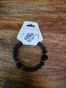 Black Circle Lava Bracelet