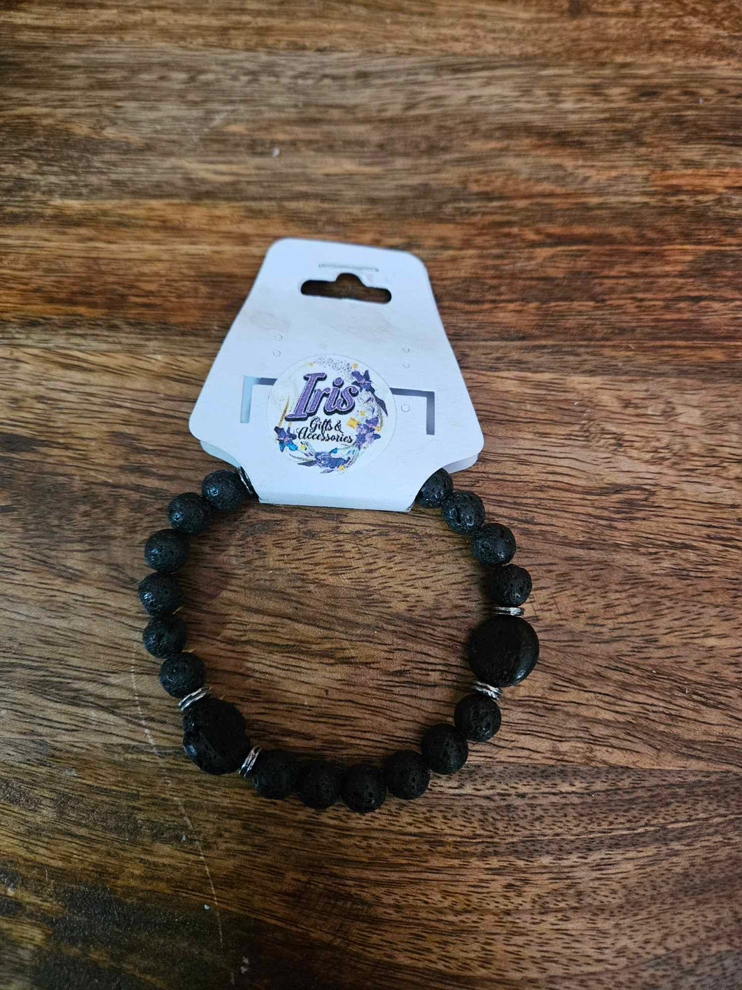 Black Circle Lava Bracelet