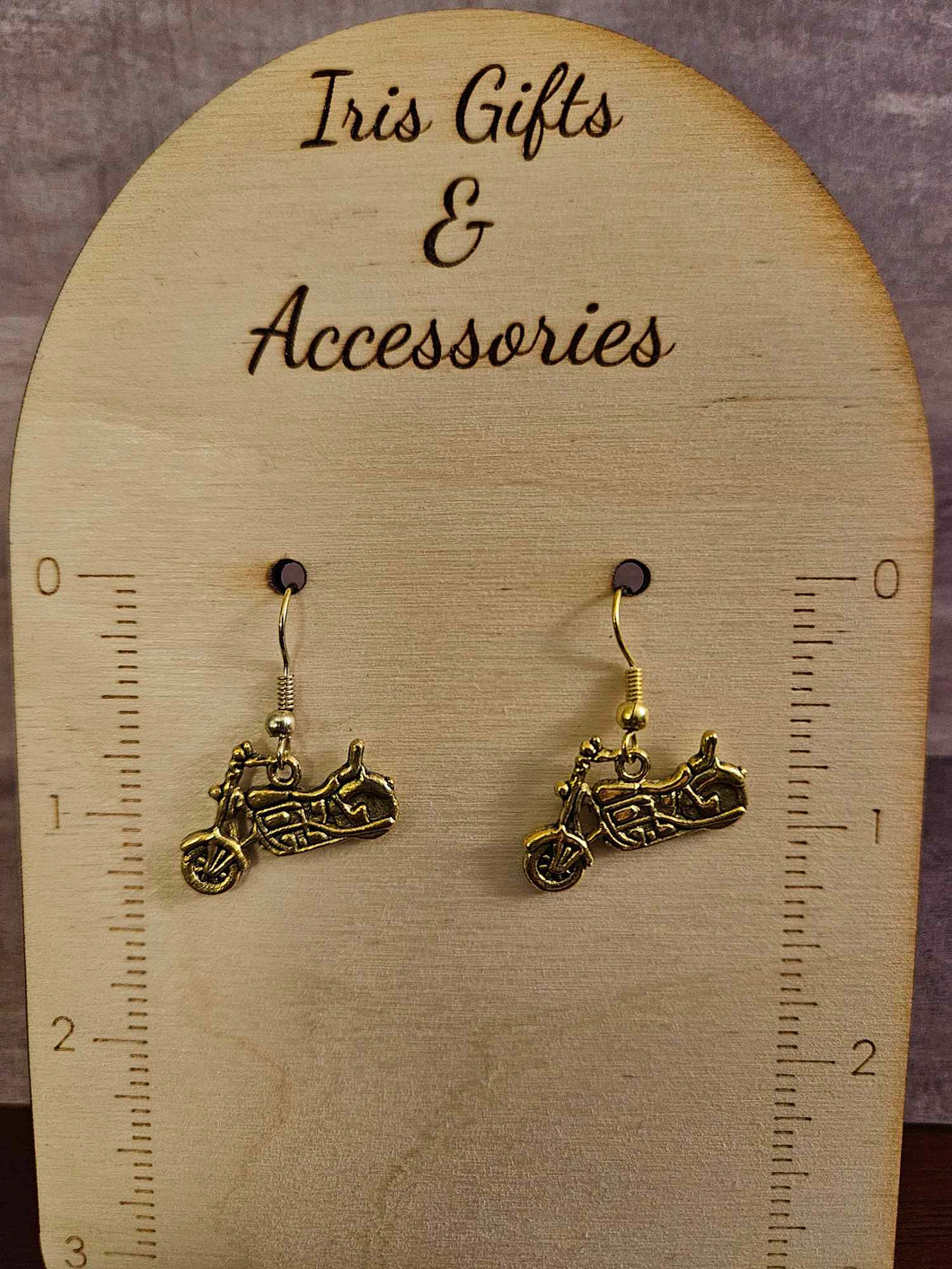 Gold Motorcycle Earrings