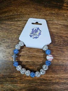 Blue KC Baseball Stretchy Bracelet