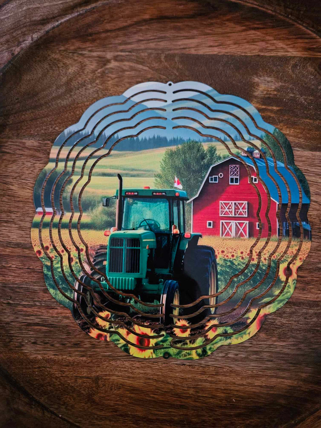 Green Tractor Wind Spinner