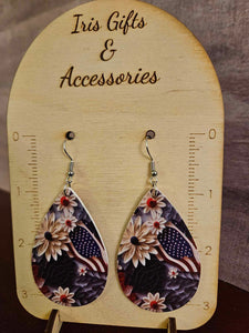 Flag Pattern PU Earrings